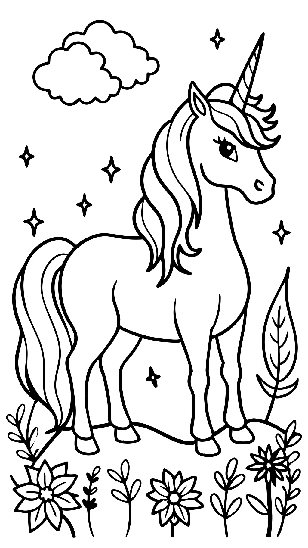 coloriages de licorne réaliste